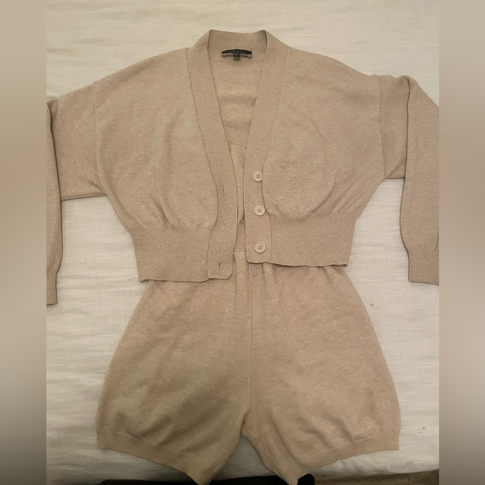 Two-piece Cardigan Sweat w/Jumpsuit
